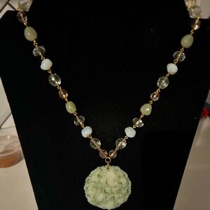 Vintage Joan Rivers Jade and Beaded Necklace